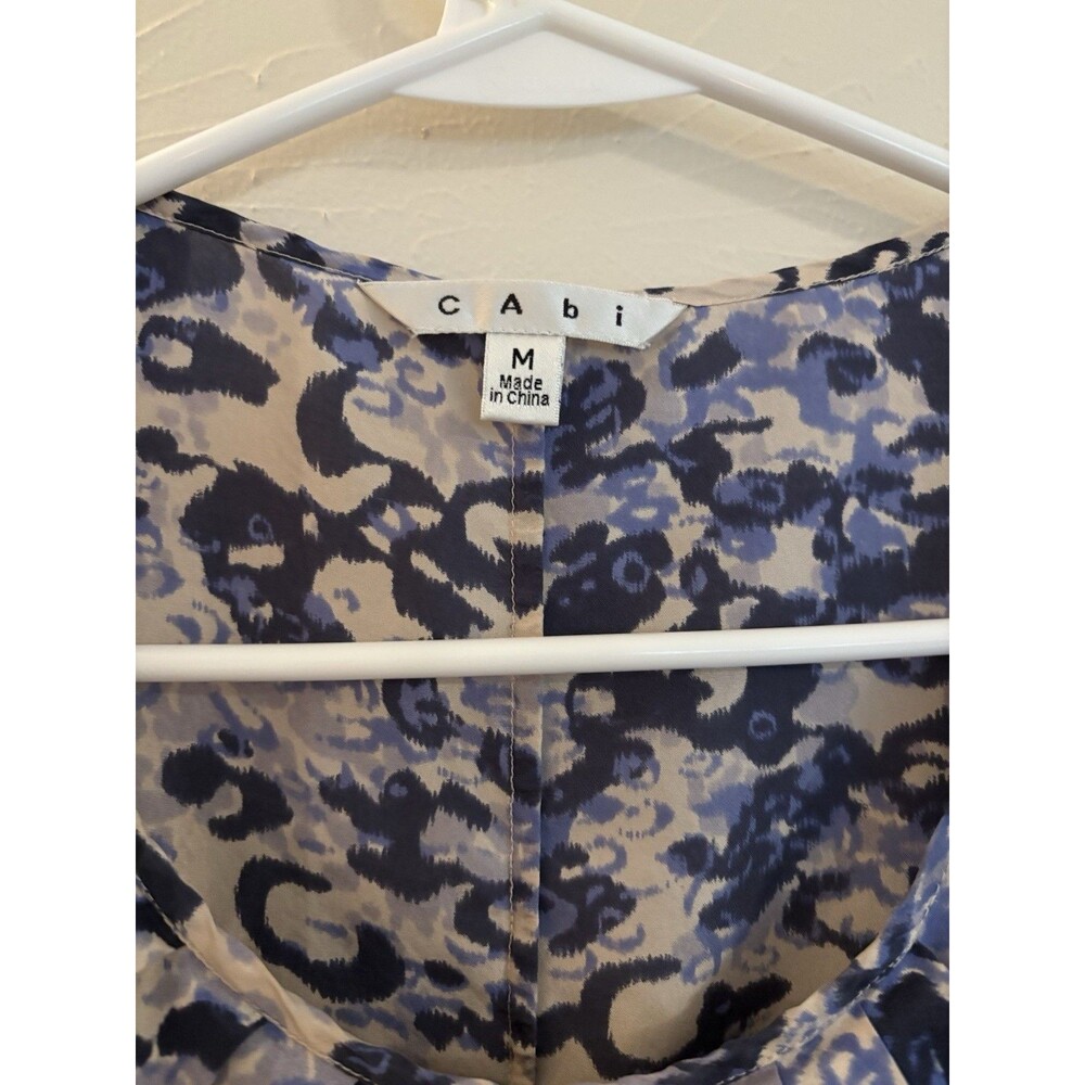 CAbi Blue Tank Medium Silk Women's Blouse Layer Cascading Ruffle Office Business - Picture 4 of 5